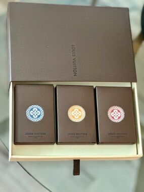 Louis Vuitton Brown Card Game Set with Blue, Orange, Red Details